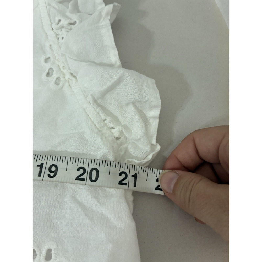 free assembly‎ 100% Cotton Eyelet Blouse White XL Cottage V Neck - Picture 5 of 7